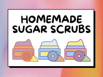 Program title with colorful sugar scrub jars
