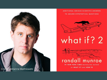 Photo of Randall Munroe and book cover