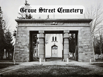 Photo of the front entrance to the Grove St Cemetery