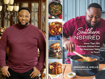 Photo of Jernard Wells and his Cookbook