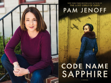 Photo of Pam Jenoff and her book Code Name Sapphire
