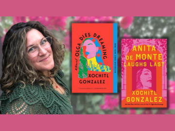 photo of Xochitl Gonzalez and her books