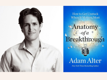 photo of Adam Alter and his book cover