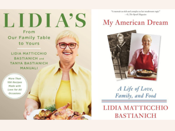 Photos of Lidia Bastianich's book covers