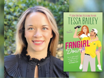 photo of Tessa Bailey and her book Fangirl Down