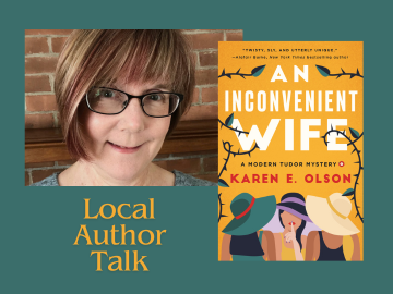 photo of Karen Olson and her book "An Inconvenient Wife"