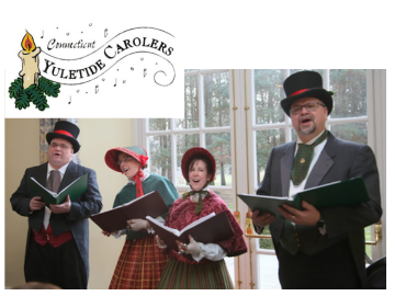 photo of carolers with logo