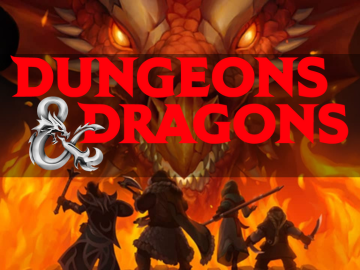 D&D logo over a dragon with adventures background