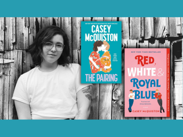 Photo of Author and book cover