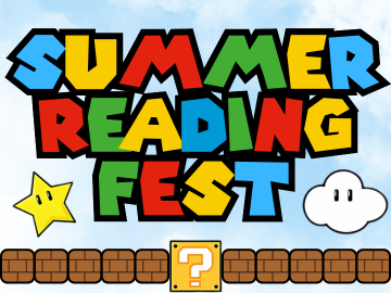 Summer Reading Fest logo with Mario clipart
