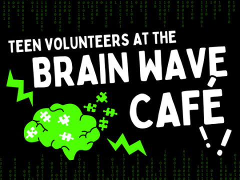 Program name in white letters over a black background with a lime green image of a brain.