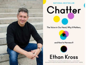 photo of Ethan Kross and book cover