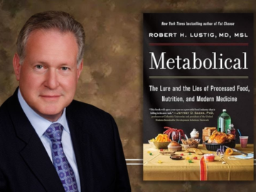 photo of Robert Lustig and book cover Metabolical