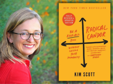 photo of Kim Scott with book Radical Candor