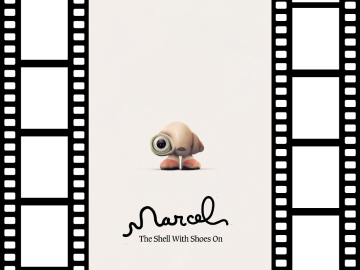 movie poster of Marcel the Shell with Shoes on