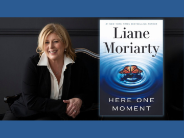 Photo of Liane Moriarty and book