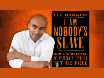 Photo of Lee Hawkins with book cover