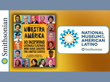 book cover and national museum of the american latino logo