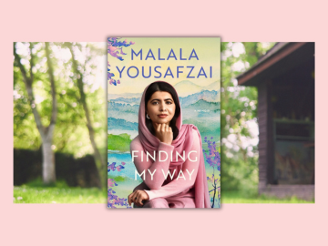 Photo of book with decorative background